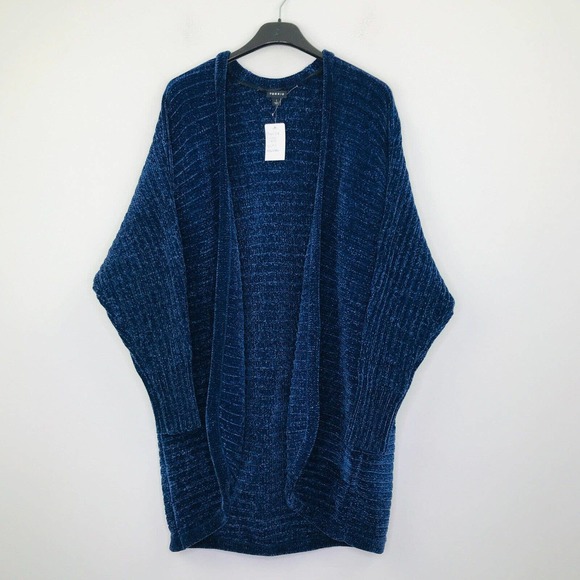 torrid Sweaters - Torrid Women's 1 Sweater Blue Rib Knit Open Chenille Cocoon Cardigan NWT CD3